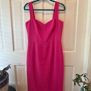 Bright Fuchsia Sweetheart Neck Fitted Cocktail Dress
